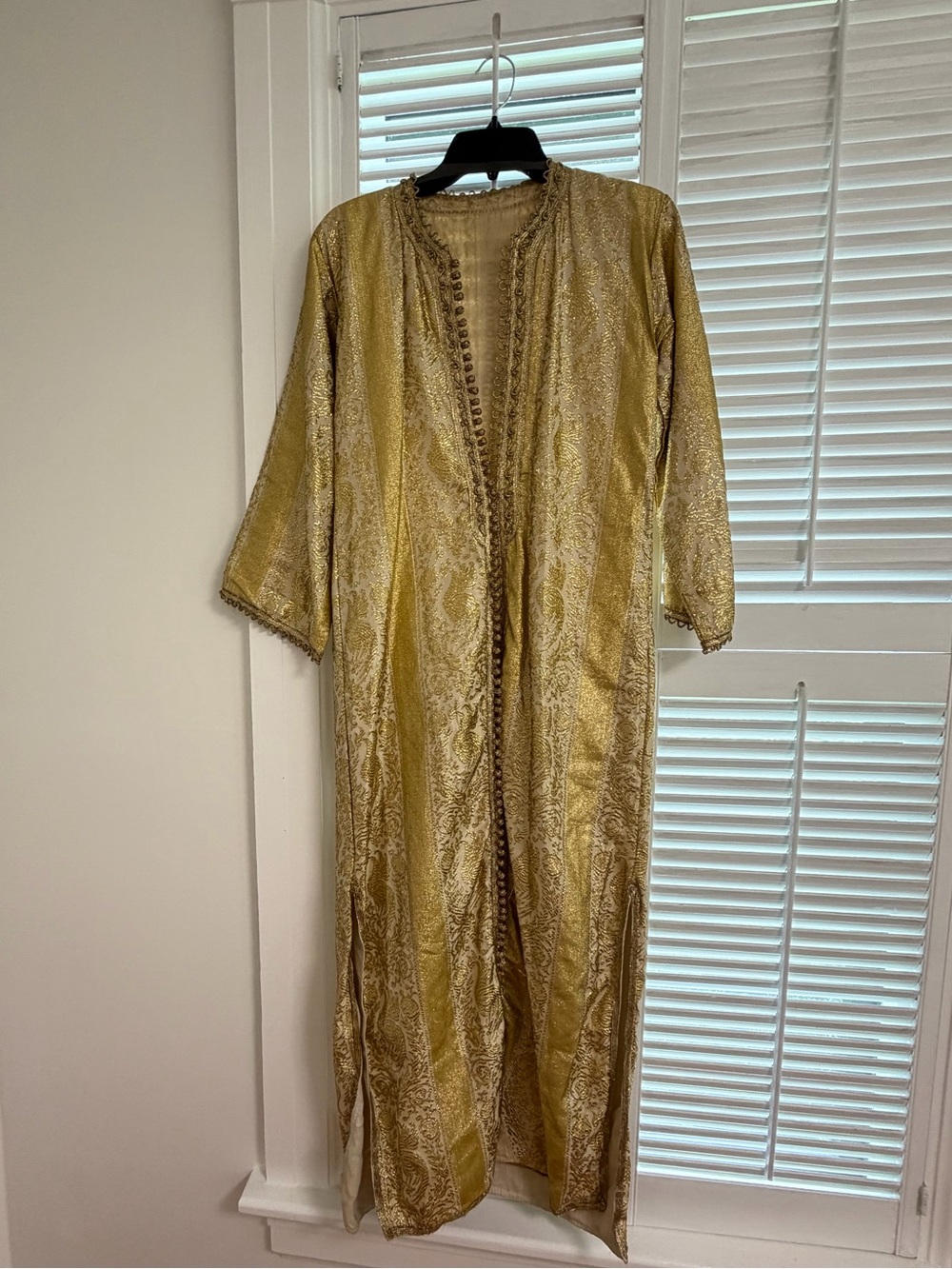 Gold Long Open Front Women's Coat